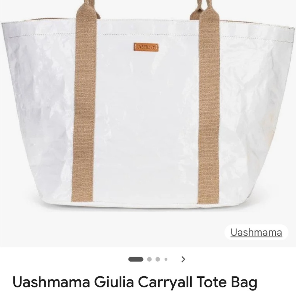 Uashmama Giulia White Tote with Tan Handles